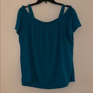 Blue Off Shoulder Shirt